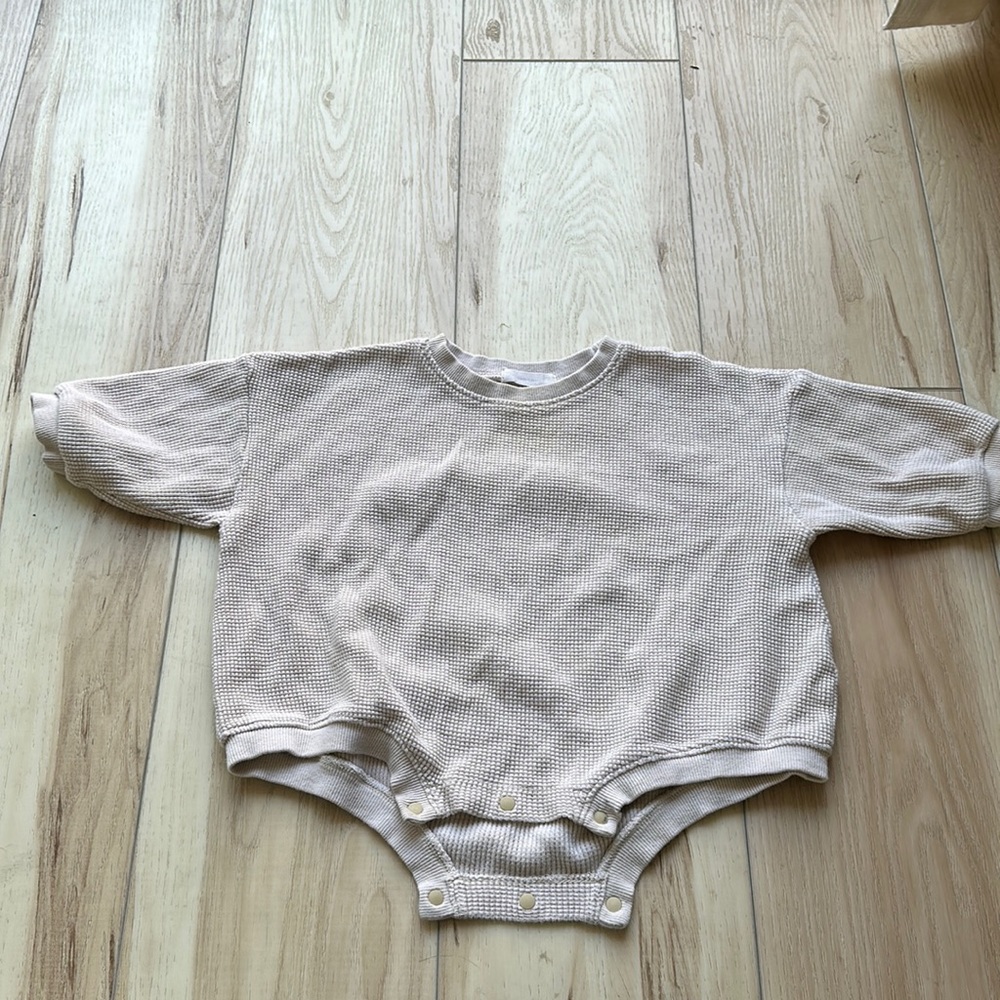 Junie Grey Waffle Oversized Romper